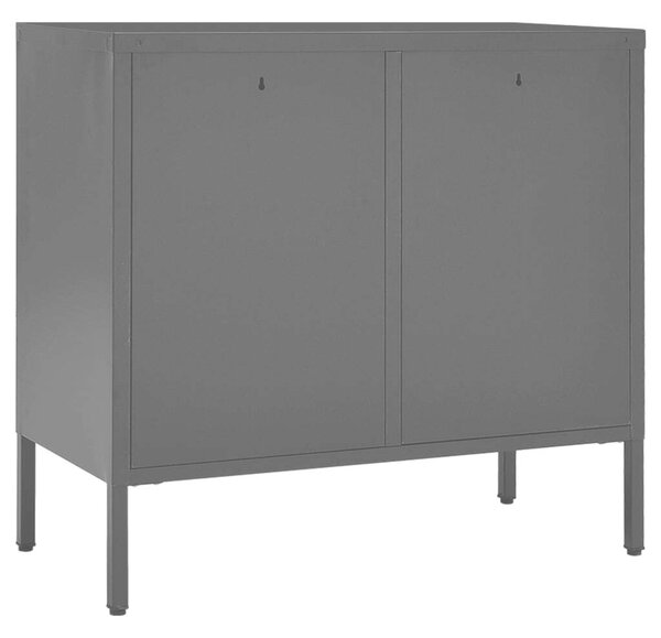 VidaXL Acél és Üveg Tálalószekrény - Antracitszürke - 75x35x70 cm