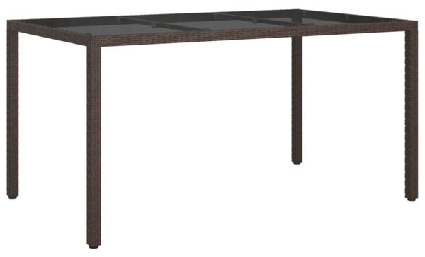 VidaXL Polyrattan Kerti Asztal - Edzett Üveg - 150x90 cm