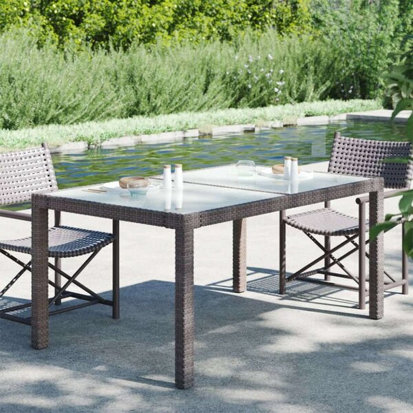 VidaXL Polyrattan Kerti Asztal - Edzett Üveg - 150x90 cm
