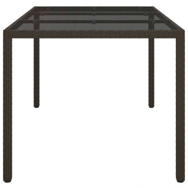 VidaXL Polyrattan Kerti Asztal - Edzett Üveg - 150x90 cm