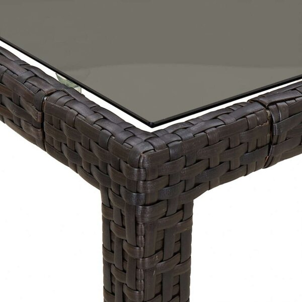 VidaXL Polyrattan Kerti Asztal - Edzett Üveg - 150x90 cm