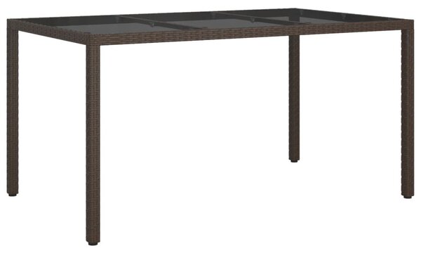VidaXL Polyrattan Kerti Asztal - Edzett Üveg - 150x90 cm
