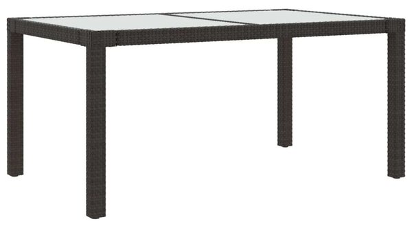 VidaXL Polyrattan Kerti Asztal - Edzett Üveg - 150x90 cm