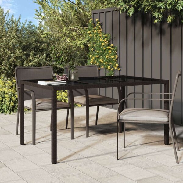 VidaXL Polyrattan Kerti Asztal - Edzett Üveg - 150x90 cm