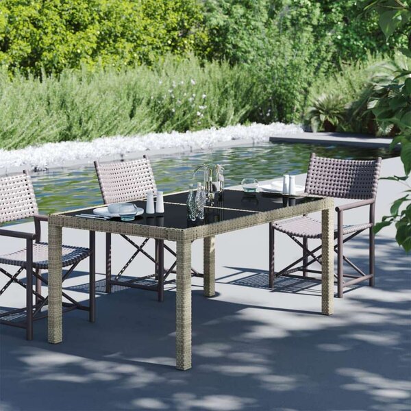 VidaXL Polyrattan Kerti Asztal - Edzett Üveg - 150x90 cm