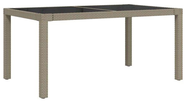 VidaXL Polyrattan Kerti Asztal - Edzett Üveg - 150x90 cm