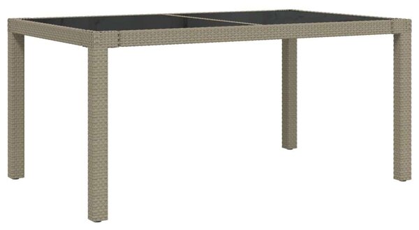VidaXL Polyrattan Kerti Asztal - Edzett Üveg - 150x90 cm