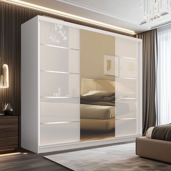 Tolóajtós szekrény SERENITY 232 cm fehér fényű MGB SERENITY SZP8/0/W/W/0/HIAL