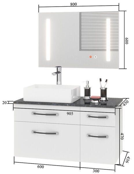 Fürdőszoba szett Euphoria EUP P 90P/0/W/S/0/BK/MB