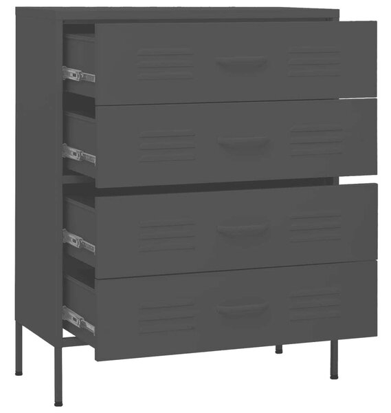 VidaXL fiókos Komód -acél - fekete