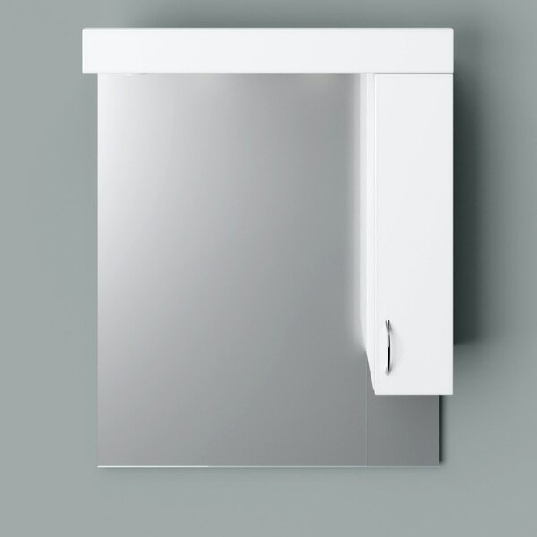 HD STANDARD 75 cm széles fürdőszobai tükrös szekrény, fényes fehér, króm kiegészítőkkel és beépített LED világítással