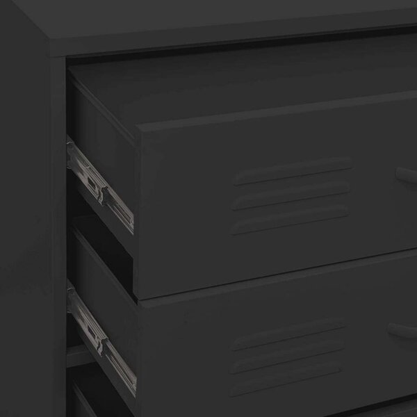 VidaXL fiókos Komód -acél - fekete