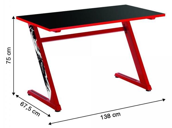White GD-ZZ-RED Shark ZZ gamer asztal fekete/piros