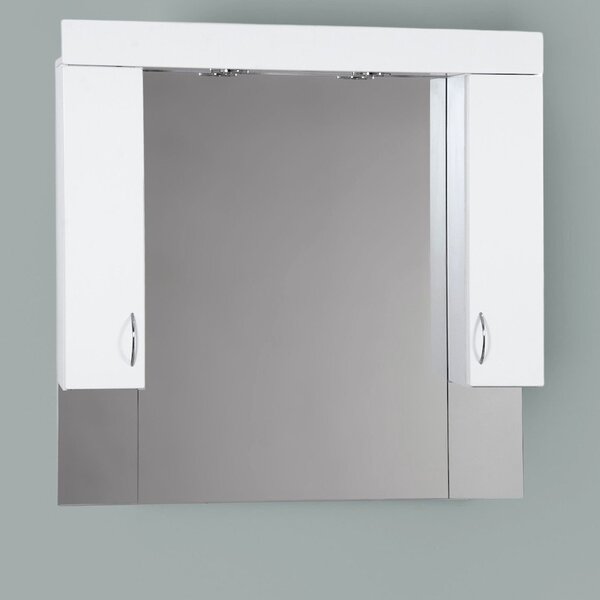 HD STANDARD 100 cm széles fürdőszobai tükrös szekrény, fényes fehér, króm kiegészítőkkel és beépített LED világítással