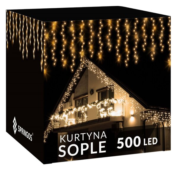 Springos programozható Fényfüzér 500LED, 20m, meleg fehér
