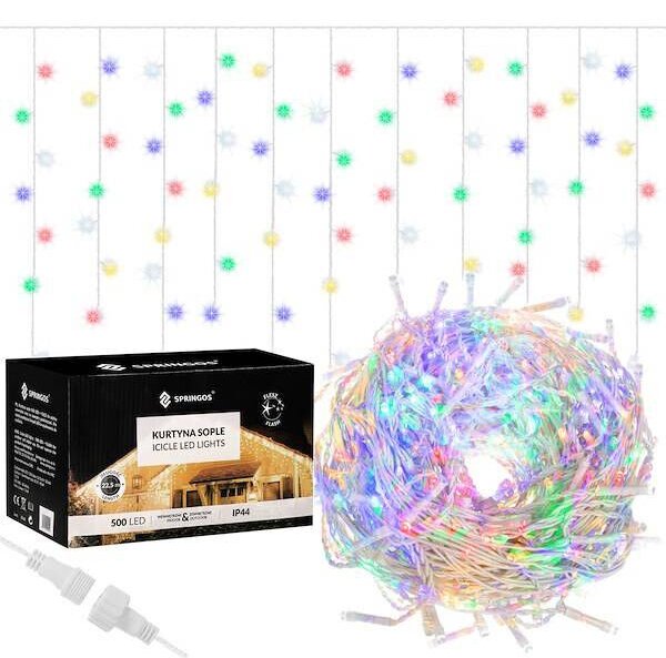 Springos fényfüzér 500LED, 20m, többszínű