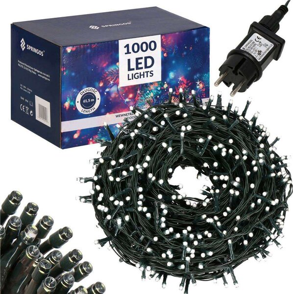 Springos Karácsonyi égősor 1000 led, 50m, IP44, hideg fehér