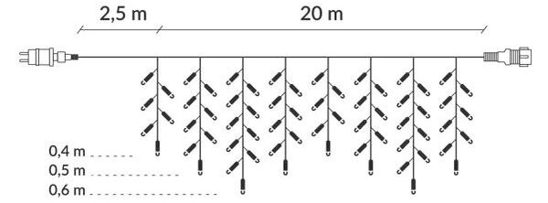 Springos - LED Fényfüggöny - Kék - 20m - 500 LED
