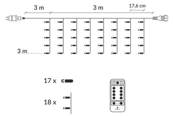 Springos programozható fényfüggöny 306LED, 6m, kék