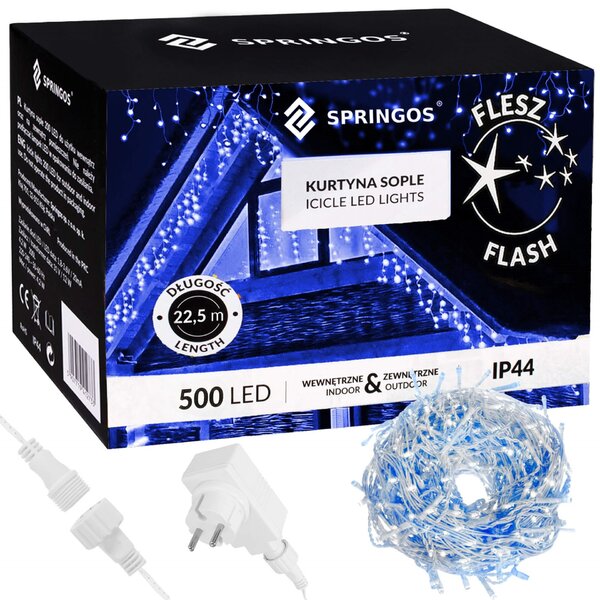 Springos fényfüzér 500LED, 20m, kék