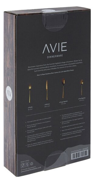 Aranyszínű rozsdamentes acél evőeszköz készlet 16 db-os Avie – Premier Housewares