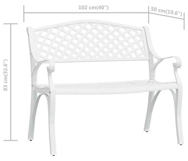 VidaXL Fehér Kerti Pad - Alumínium - 102cm