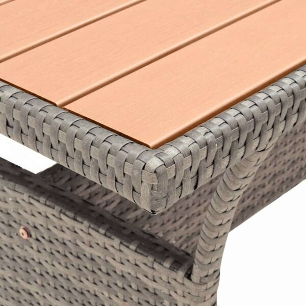 VidaXL Polyrattan Kerti Asztal - Szürke - 120x70x66 cm