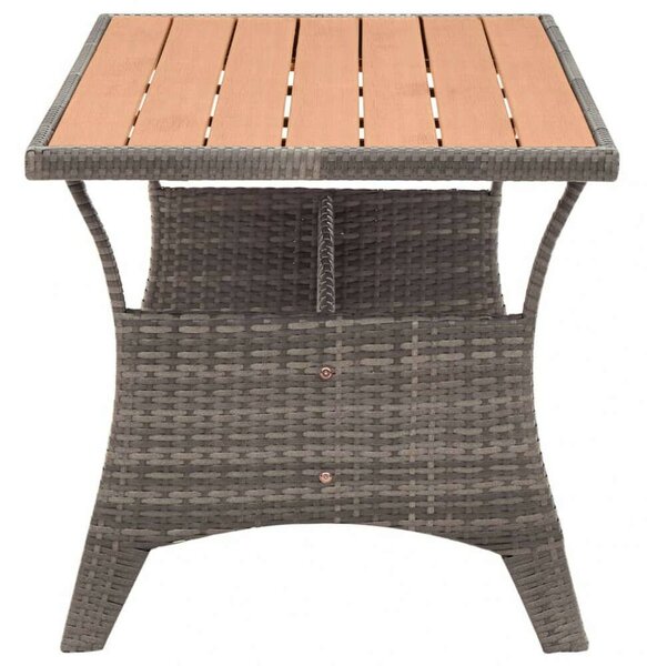 VidaXL Polyrattan Kerti Asztal - Szürke - 120x70x66 cm