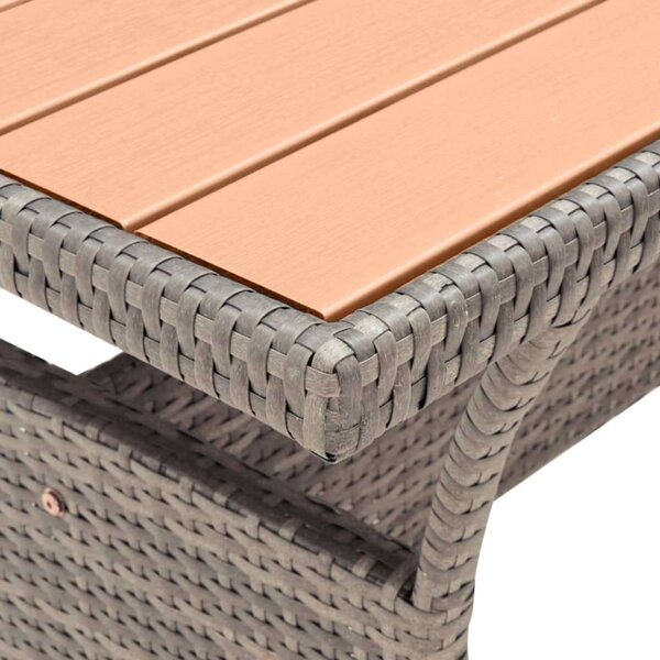 VidaXL Polyrattan Kerti Asztal - Szürke - 120x70x66 cm