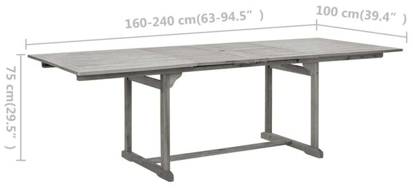 VidaXL tömör akácfa kerti étkezőasztal (160-240) x 100 x 75 cm