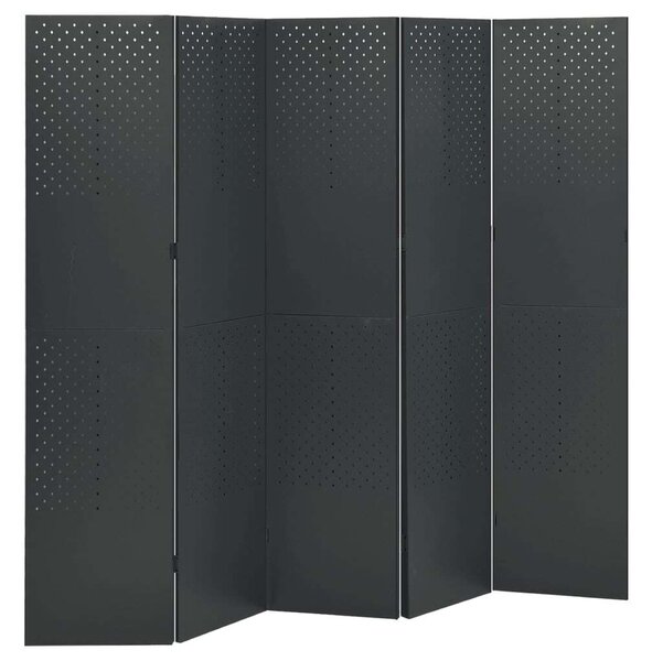VidaXL 2 db antracitszürke acél 5-paneles térelválasztó 200 x 180 cm