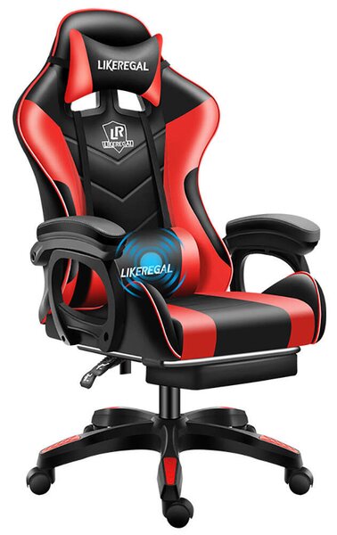 Gamer szék lábtartóval - Piros