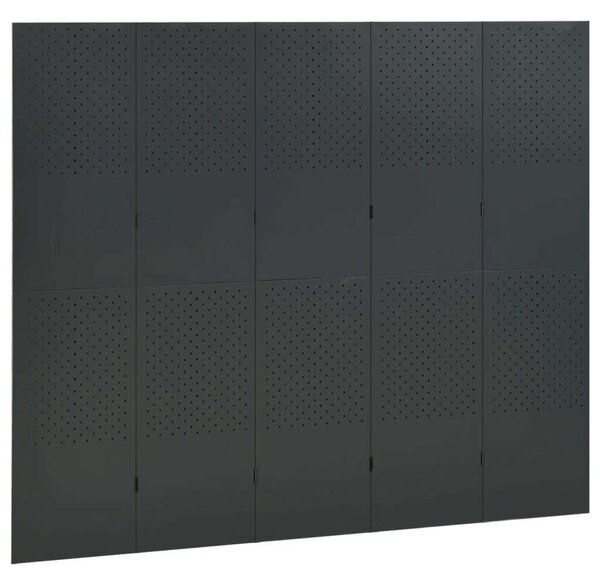 VidaXL 2 db antracitszürke acél 5-paneles térelválasztó 200 x 180 cm