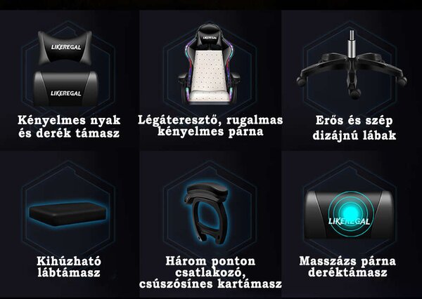 Gamer szék lábtartóval - Piros