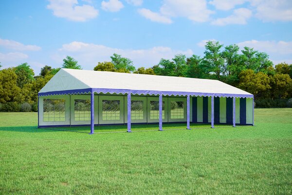Party sátor 6x12 m PREMIUM - tűzálló szín kék-fehér