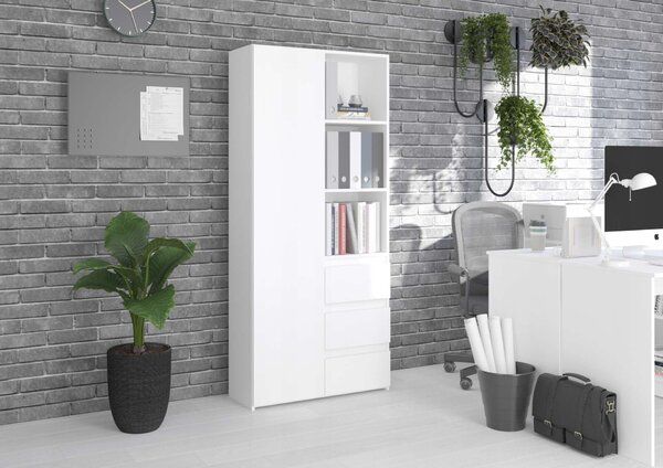 Modern Gardróbszekrény B80-S3, 180x80x30cm, fehér