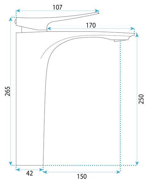Rea Vision Premium, magas mosdócsaptelep, magasság: 265 cm, matt réz, REA-B6490