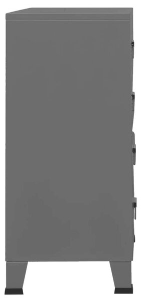 VidaXL Ipari Fém Fiókos Szekrény - 4 Fiók - Antracitszürke - 78x40x93cm