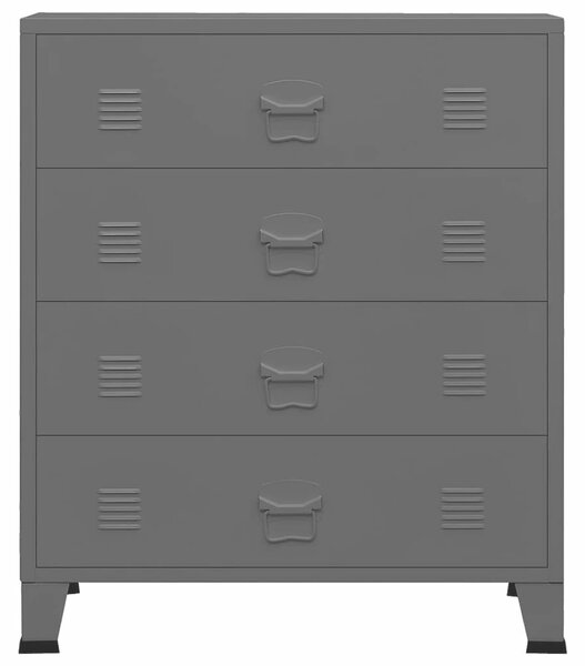 VidaXL Ipari Fém Fiókos Szekrény - 4 Fiók - Antracitszürke - 78x40x93cm