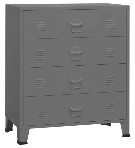 VidaXL Ipari Fém Fiókos Szekrény - 4 Fiók - Antracitszürke - 78x40x93cm