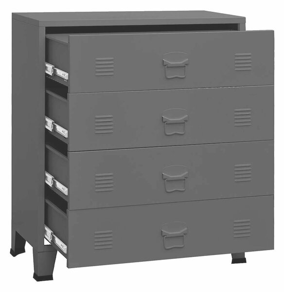 VidaXL Ipari Fém Fiókos Szekrény - 4 Fiók - Antracitszürke - 78x40x93cm