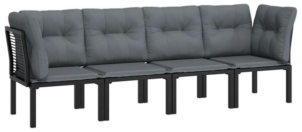 VidaXL 4 részes Kerti Ülőgarnitúra - Fekete-Szürke Polyrattan