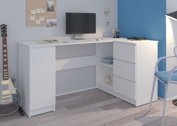 Modern sarok számítógépasztal N12 - fehér