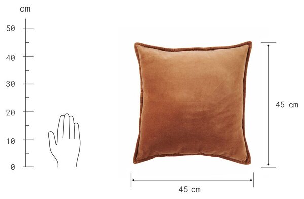 COTTON VELVET párna 45 x 45 cm, konyak