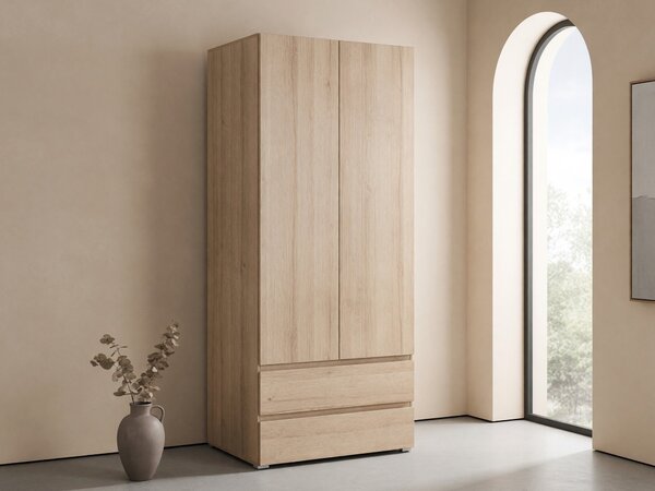 Gardróbszekrény Cirdora 101, Laminált forgácslap, 204x92x51cm, Sonoma tölgy