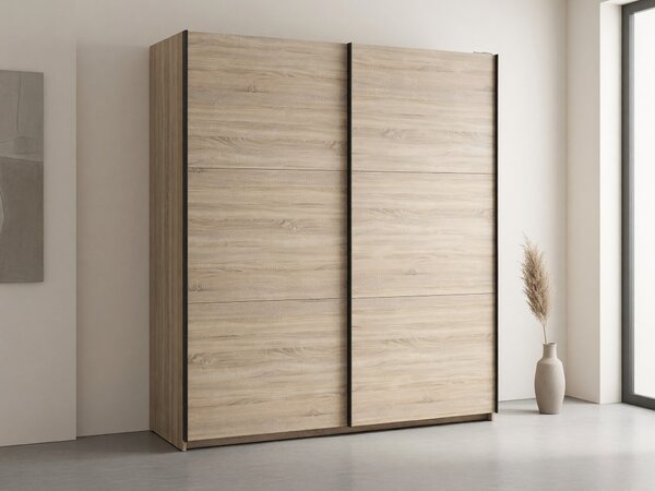 Gardróbszekrény Livevaro 109, Laminált forgácslap, 196x183x60cm, Sonoma tölgy