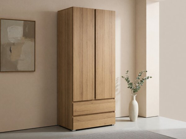 Gardróbszekrény Cirdora 101, Laminált forgácslap, 204x92x51cm, Riviera tölgy