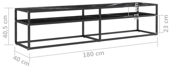 Modern TV-szekrény - Fekete Márvány - 180 cm