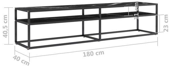 Modern TV-szekrény - Fekete Márvány - 180 cm