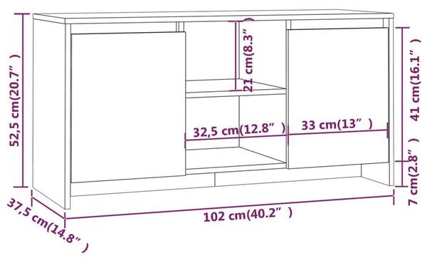 VidaXL TV-szekrény - Betonszürke - 102cm